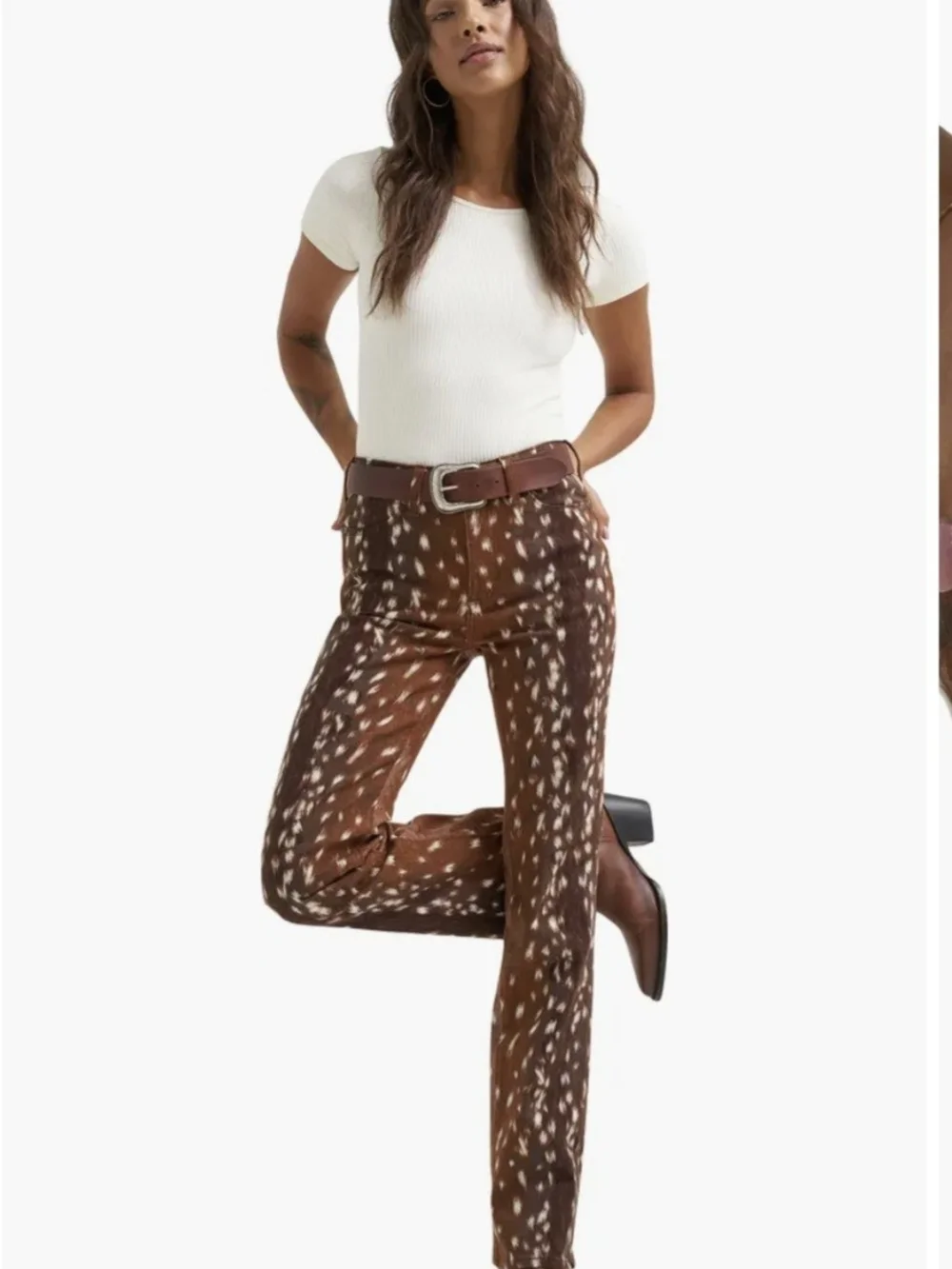 Wrangler Fawn Animal Print Mid-Rise Bootcut Jean - Picture 3 of 8